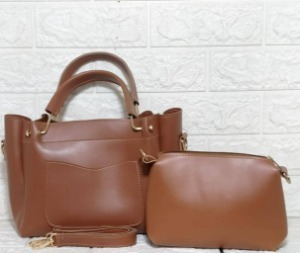 2Pcs Women's Luxury Cool Leather Shoulder Bag