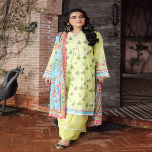 3Psc Women's Unstitched komal Printed Premium Dress